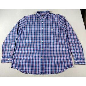 Chaps Shirt Mens 2XL Blue Plaid Long Sleeve Easy Care Button Down Casual Classic